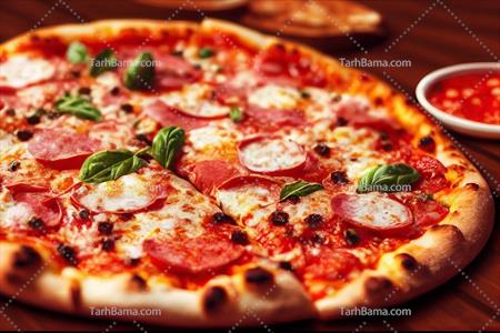 تصویر با کیفیت پیتزا از نمای نزدیک